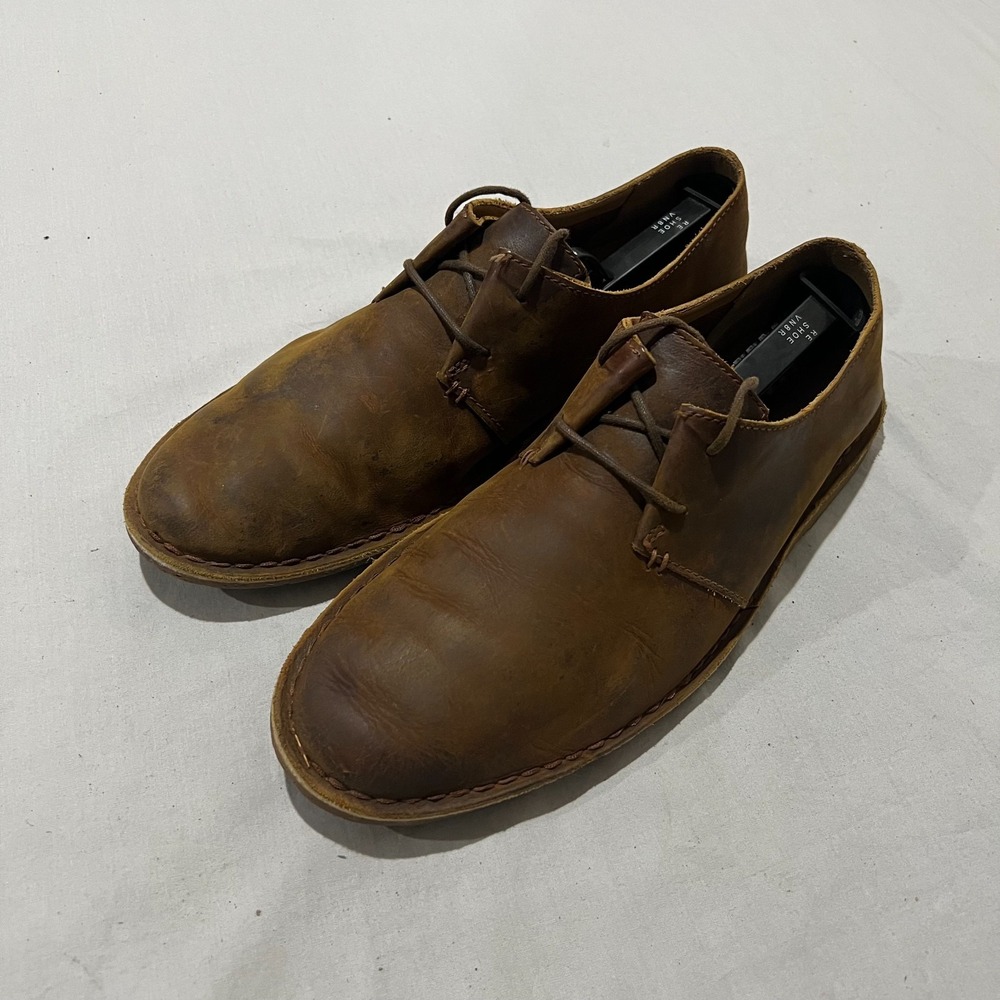 Clarks Mens Desert London Brown Beeswax Leather Low Top Flat Oxford Shoes 10m View 3